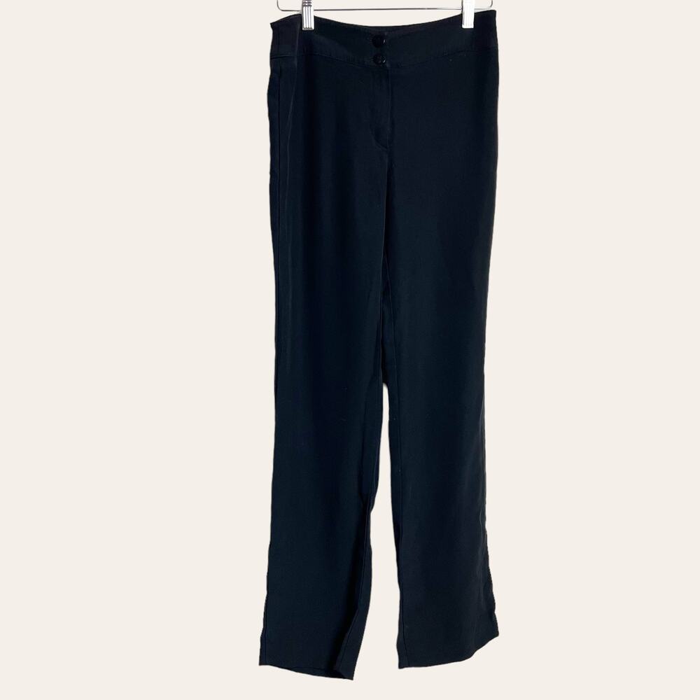 Armani Collezioni Solid Black Wide Leg Trouser Pants Women's Size 2